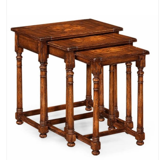 Jonathan Charles Nest of Three Walnut Oyster Tables