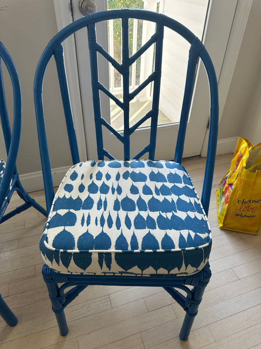 Set of 2 McGuire chairs (Schumacher cushions)