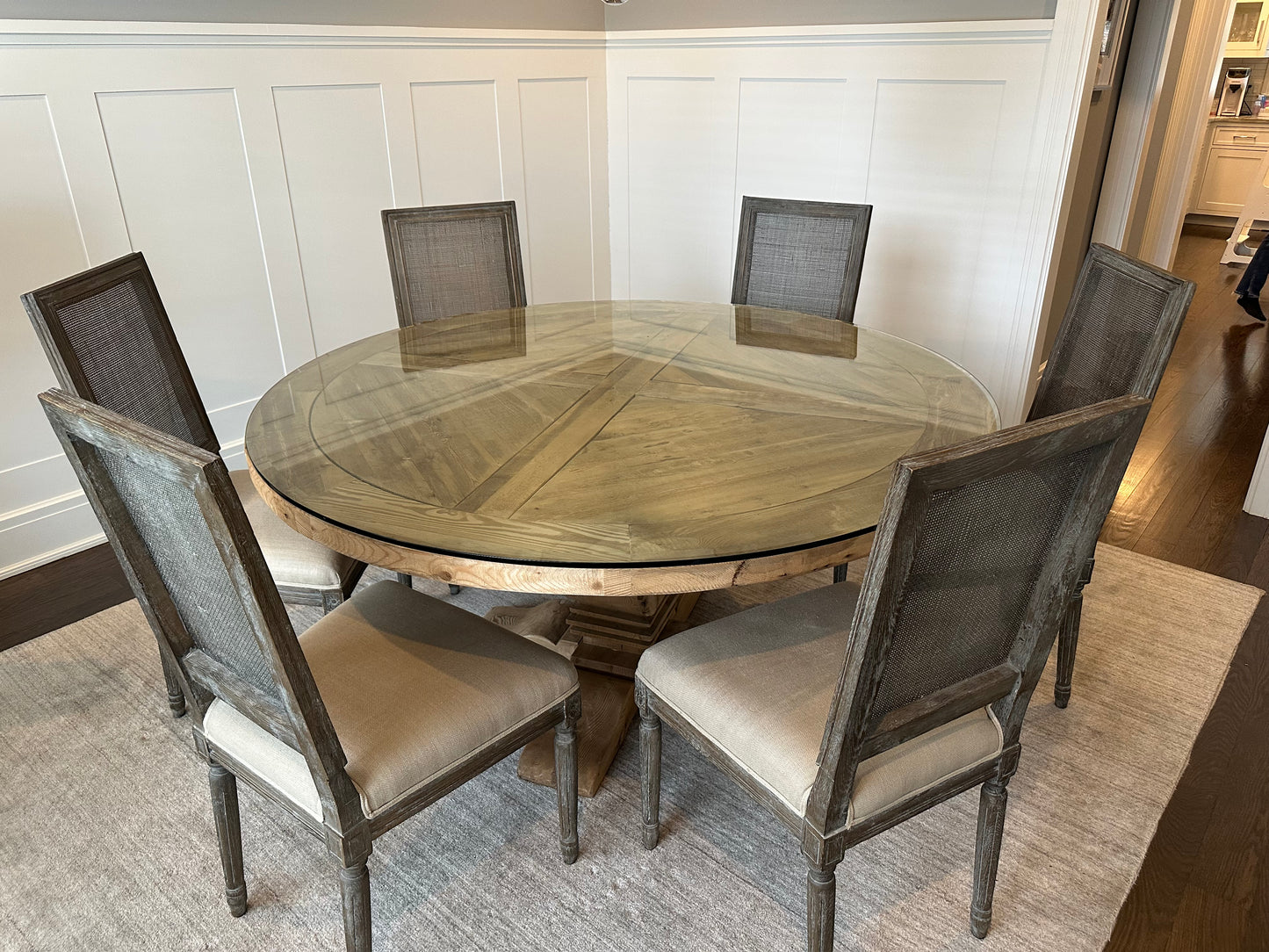 Restoration Hardware Salvaged Wood Trestle Round Dining Table