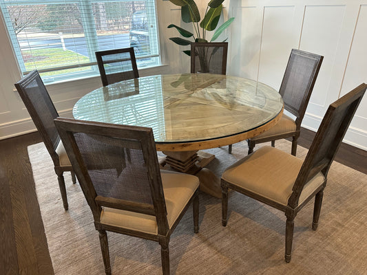 Restoration Hardware Salvaged Wood Trestle Round Dining Table