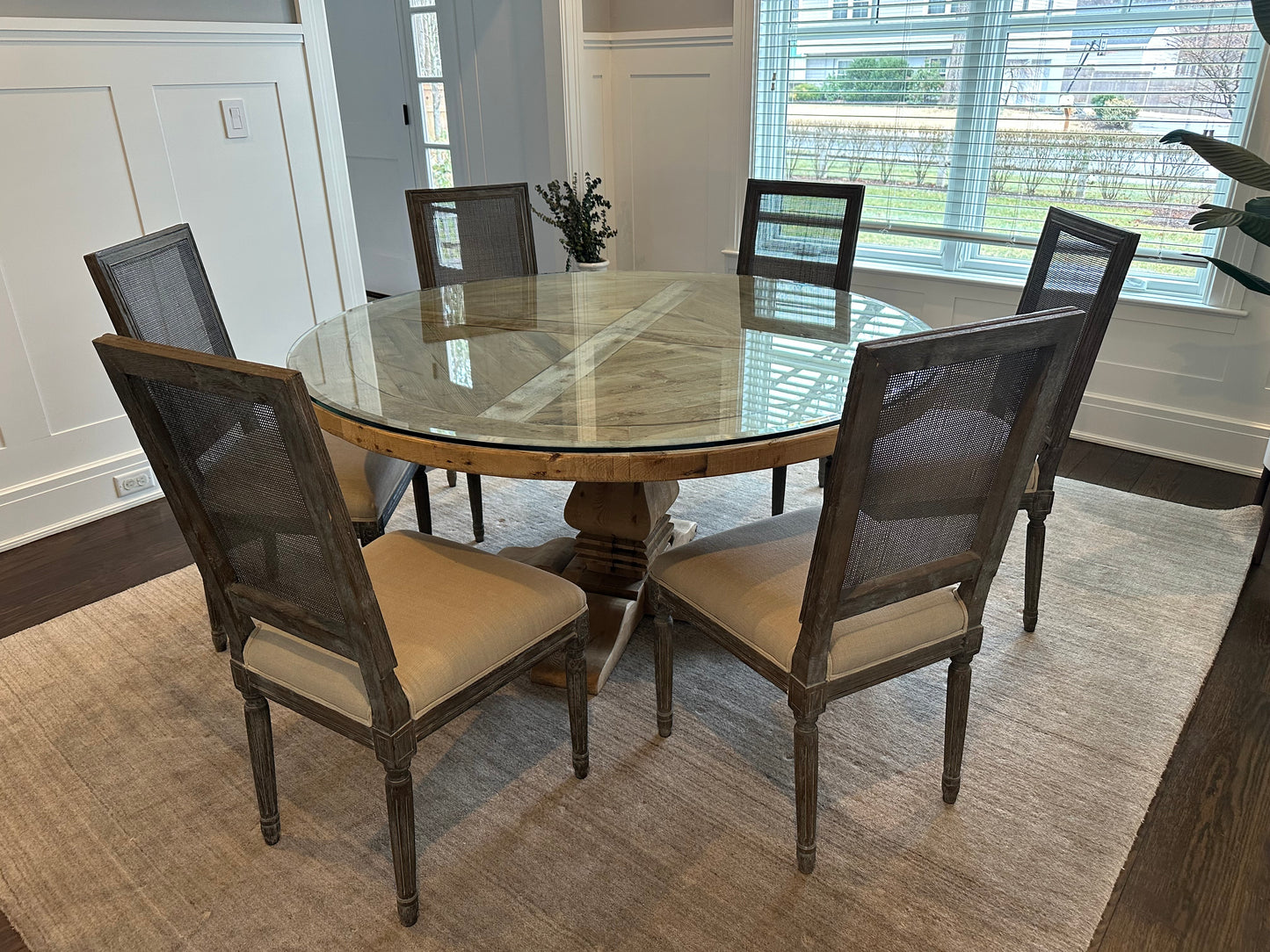 Restoration Hardware Salvaged Wood Trestle Round Dining Table