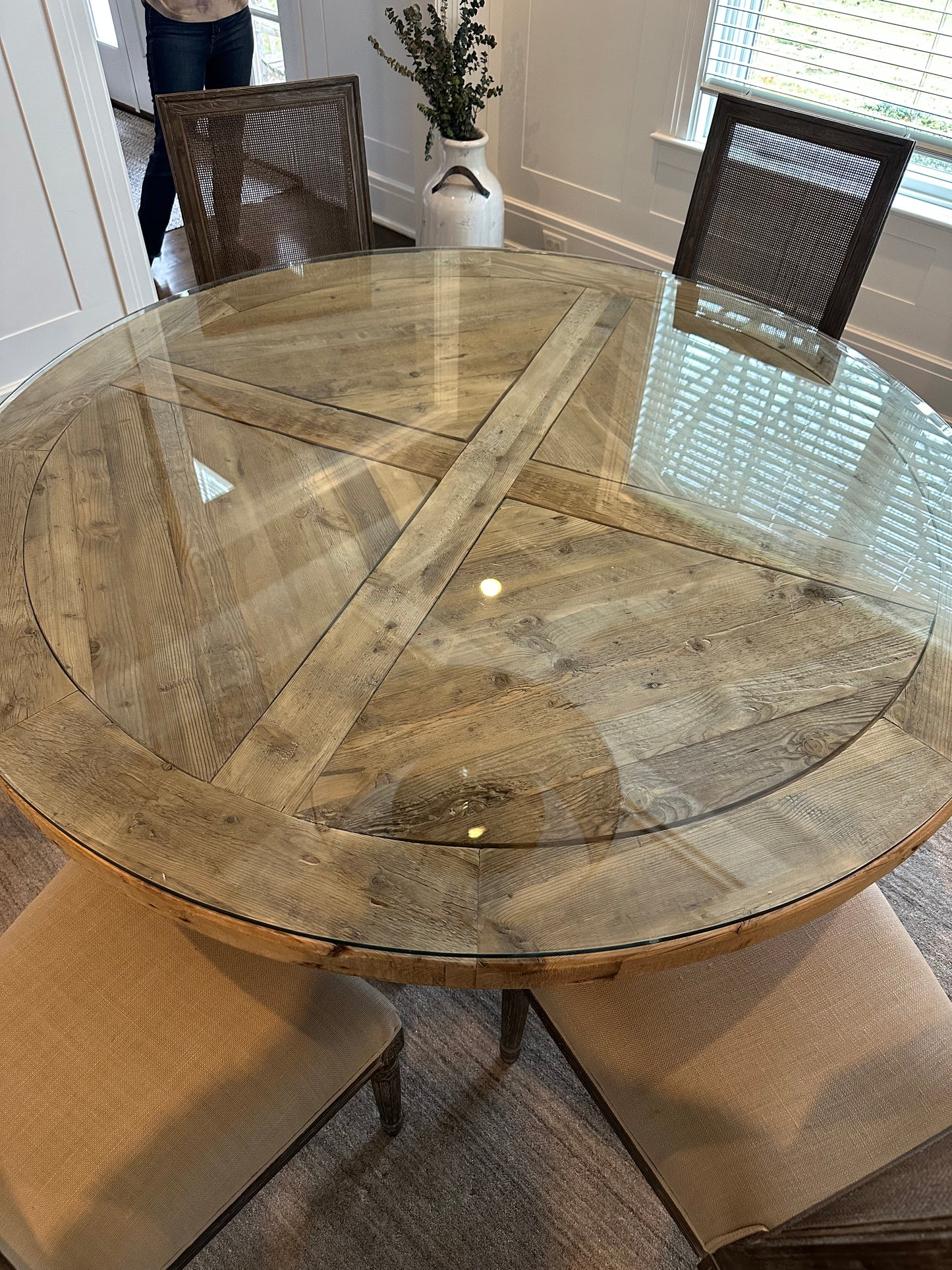 Restoration Hardware Salvaged Wood Trestle Round Dining Table