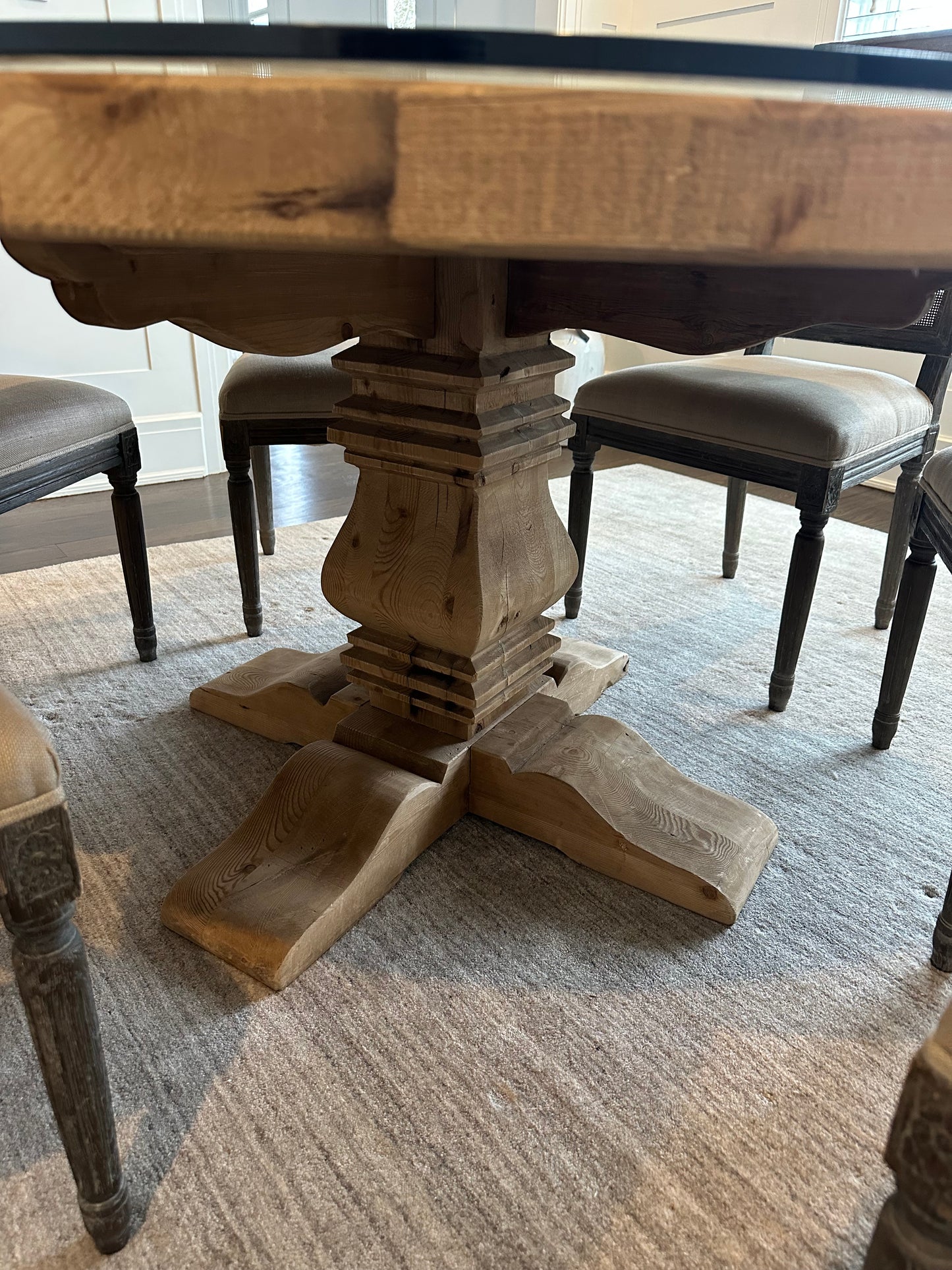 Restoration Hardware Salvaged Wood Trestle Round Dining Table