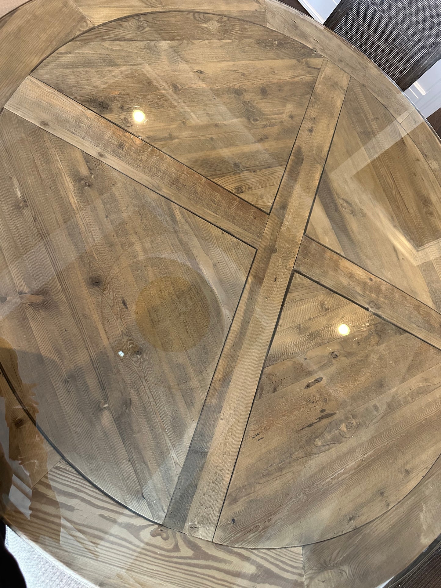 Restoration Hardware Salvaged Wood Trestle Round Dining Table