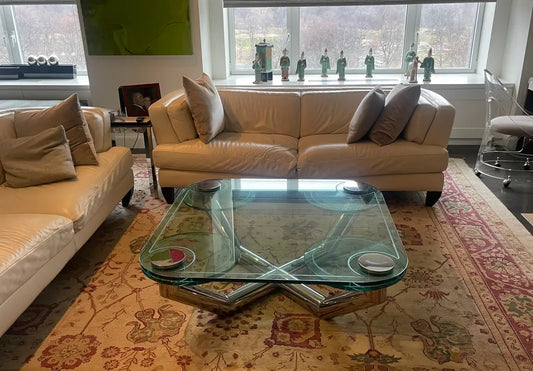 Ron Seff Coffee Table, Glass and Chrome 1970s