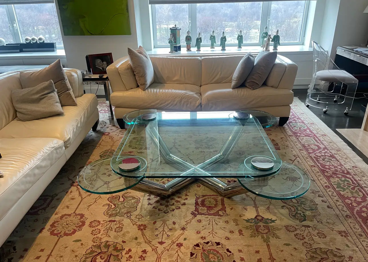 Ron Seff Coffee Table, Glass and Chrome 1970s